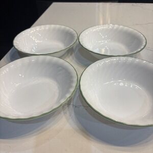 Corelle Corning Chutney Soup Cereal Bowls Swirl Green Trim 7"